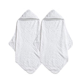 David's Kids hooded towel white close-up shows ultra-soft muslin weave for gentle bath time.