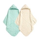 David's Kids beige hooded towel close-up shows soft muslin for newborn comfort