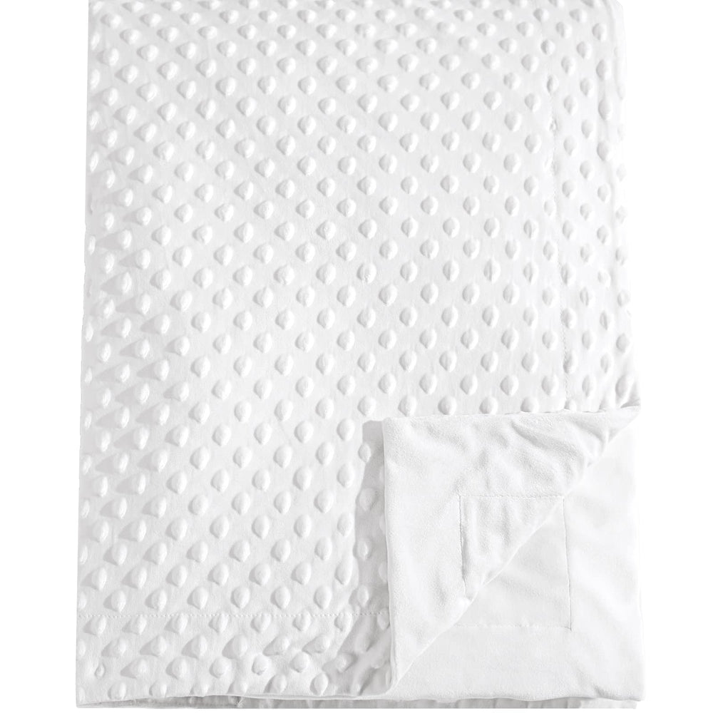David's Kids Minky blanket front dots closeup showing raised texture for baby sensory engagement.