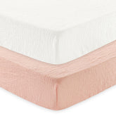 David's Kids Muslin Crib Sheets Snow White and English Rose—soft front view for gentle sleep