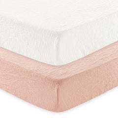 David's Kids Muslin Crib Sheets Snow White and English Rose—soft front view for gentle sleep