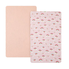 David's Kids muslin mini crib sheets front view, convenient two-pack for quick changes.
