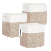 DAVIHOMI storage cubes 11-inch square front view shows durable rope weave for neat organization.