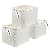 DAVIHOMI 3Pack rope basket aerial view showing sturdy cotton rope construction