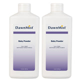 DawnMist Dukal corn starch baby powder bottle cap for dispensing convenience.