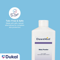 DawnMist Dukal texture close-up highlights silky feel for sensitive skin.