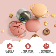 Daximo snack cups dual-handles close-up showing secure grip for toddlers.