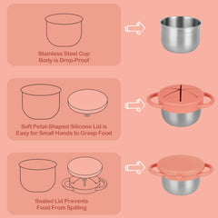 Daximo snack cups travel lid locks in freshness for on-the-go snacking.