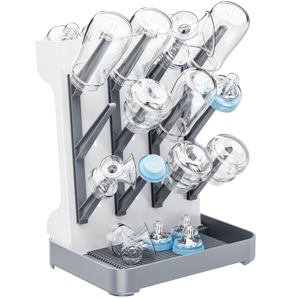 Dayacoco baby bottle drying rack vertical stand dries bottles with airflow.
