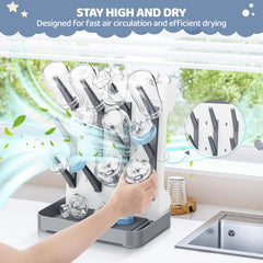 Dayacoco drying rack demonstrates wide and narrow neck compatibility.