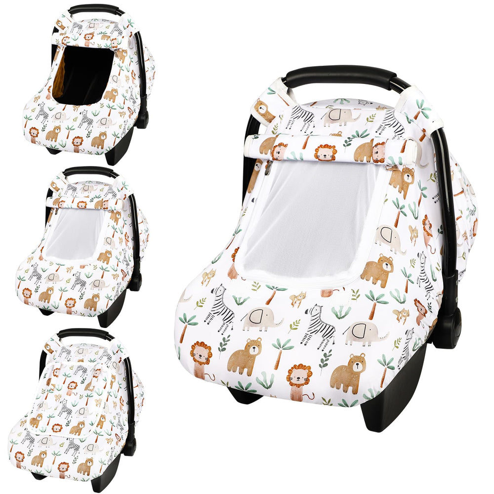 DayeeBall baby car seat cover on-seat view provides cozy coverage for infants.