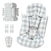 DAYEEBALL infant insert grey checkered front view offers cozy support for a comfortable ride.