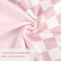 DAYEEBALL nursing pillow cover pink checkerboard pattern enhances style during feedings.