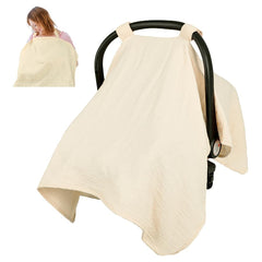 DAYEEBALL Summer Muslin Car Seat Cover close-up breathable fabric shields baby from sun and wind