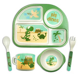 DAYOOH dinosaur plate set for toddlers supports self-feeding with cheerful visuals
