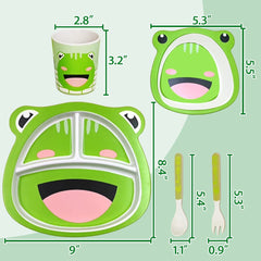 DAYOOH bamboo dinnerware utensils set includes fork and spoon for little hands.