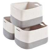 Dcerzxzci grey storage baskets with woven cotton rope for organized shelves and tidy spaces.