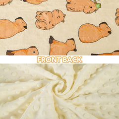 DCOOLGO Capybara blanket folded displays compact warmth and travel-friendly size.