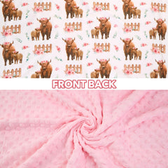DCOOLGO Highland Cow Lovey nursery blanket folded for cozy nursery setup.