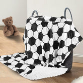 DCOOLGO soccer baby blanket spread shows ultra-soft fleece for cozy naps