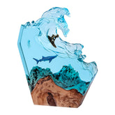 dcvbny Surfing Night Light with wooden base provides ambient glow for evenings