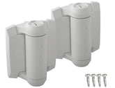 D&D Technologies TruClose white hinge side view showing compact self-closing action for square gates.