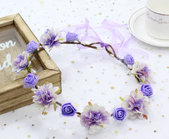 DDazzling Flower Crown wreath suitable for maternity or engagement shoots with soft purple petals.