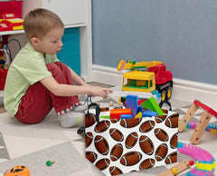DDBASKET rectangular football basket side view showcases durable fabric for easy-care toy storage