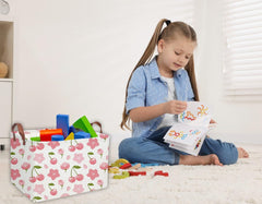 DDBASKET rectangular kids basket cherry folded for compact storage