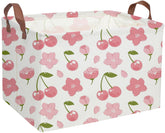 DDBASKET rectangular kids basket cherry front view for tidy toy storage
