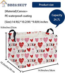 DDBASKET XO heart toy storage basket on a shelf for easy cleanup.