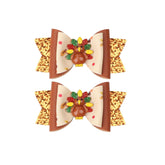 DDNFO baby turkey hair bow orange clip for cute daily wear and festive photos.