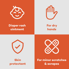 Dealmed A&D Ointment petrolatum base forms a protective moisture barrier.