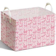 DEANHOT pink bow storage box open, roomy interior for toys and clothes.