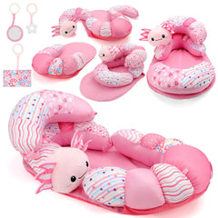 deAO tummy time mat with mirror and teething toys boosts sensory exploration