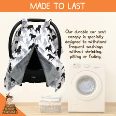 Dear Baby Gear car seat cover side snaps for easy access.