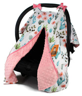 Dear Baby Gear carseat canopy Watercolor Cactus Floral protects baby from sun and wind.