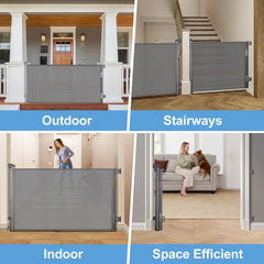 DEAR LOV retractable gate outdoors by patio for yard safety.
