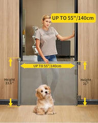 DEAR LOV retractable gate fully extended to 55 inches for wide openings.