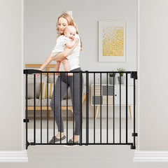 DEARBB no-bottom-bar gate with walk-through design reduces tripping and fits strollers.