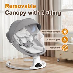 DEAREST BABY baby swing 5-point harness shown for secure infant support during rocking.