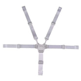 DearLives high chair harness buckle close-up shows secure five-point safety for mealtime stability.