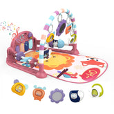 Dearlomum baby play mat gym front view pink promotes tummy-time exploration and sensory discovery.