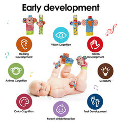 Dearlomum Baby Play Mat Gym toys close-up highlighting sensory teapot rattle and cups