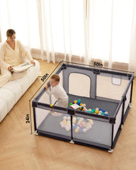 Dearlomum playpen thick foam padding protects against bumps during play.