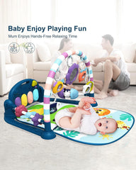 Dearlomum new blue baby play mat tummy time view supports arm, neck, and back strength
