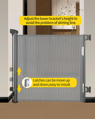 Dear LOV space-saving retractable gate neatly tucks away when not in use.