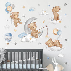 decalmile bear sleeping on the moon wall decal — adds cozy nursery charm, easy to apply.
