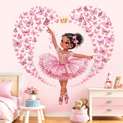 Decalmile black dancing girl ballerina wall sticker brightens kids' room decor