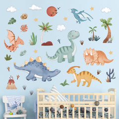 decalmile Boho Baby Dinosaurs wall stickers for boys' room decor